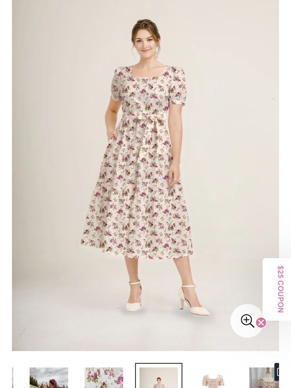 Versa Floral Cream Midi Skirt